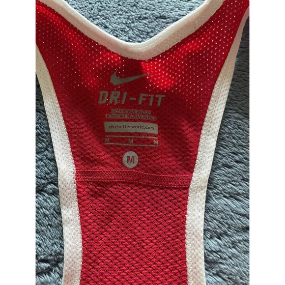 NIKE DRI-FIT WOMEN'S TRAINING MESH DOT RACERBACK‎ TANK TOP Size M / Red - Picture 3 of 7